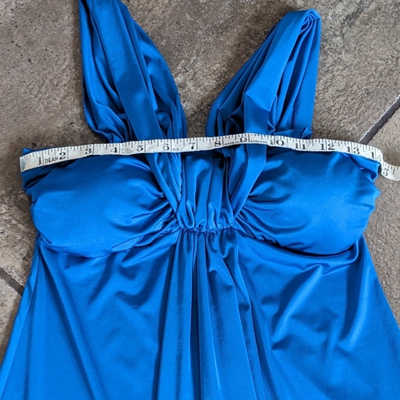 Jewel Toned Vibrant Blue Silky Party Holiday Dress Size S Blue - Picture 12 of 12